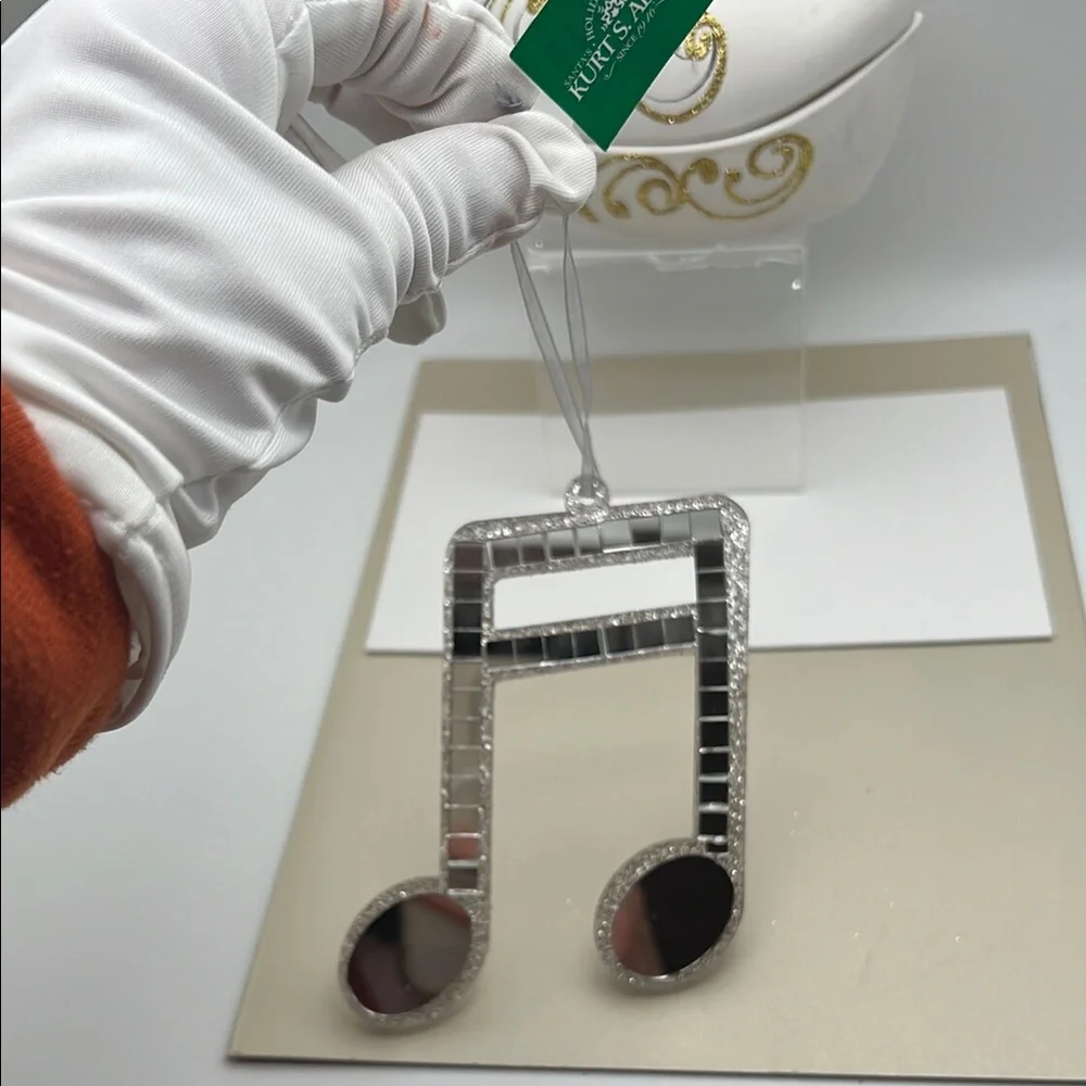 Silver / Glitter / Mirrors Music Note Ornament 4.5” H x 4.5” W x .25” D - Picture 11 of 15